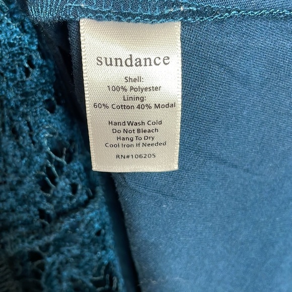 Sundance | Remarkable Beauty Blush Lace Top Partially Lined Teal Blue Size Large - Picture 6 of 7
